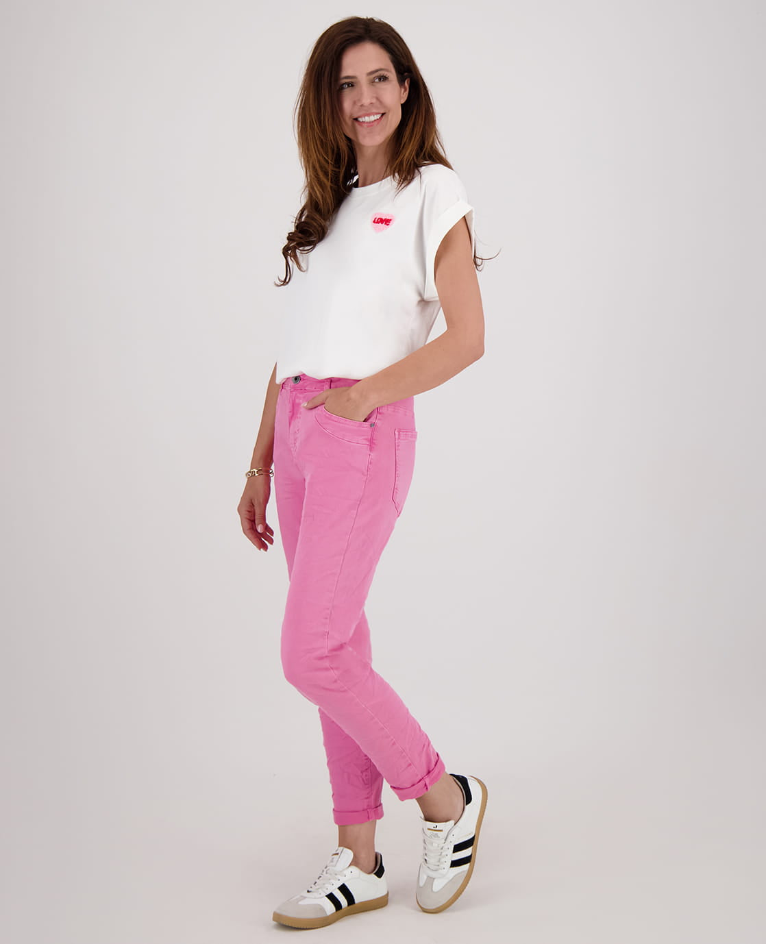 Je m'appelle Broeken Pink / XS / (30'') Pant Superstretch Crincle Denim | Pink