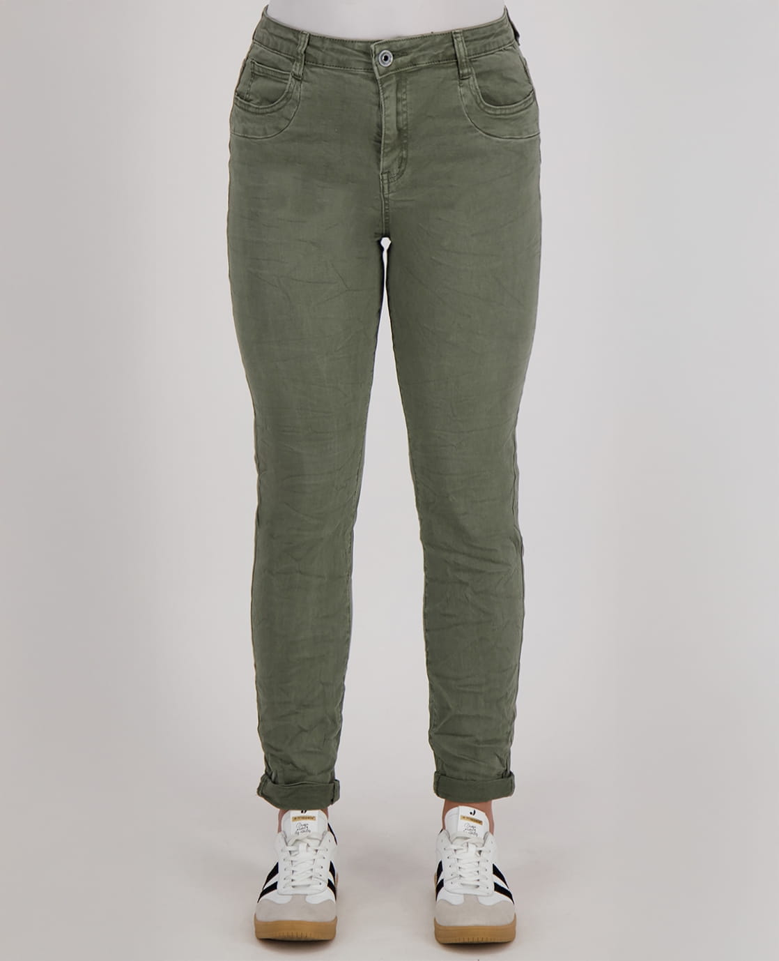 Je m'appelle Broeken Pant Superstretch Crincle Denim | Army Green