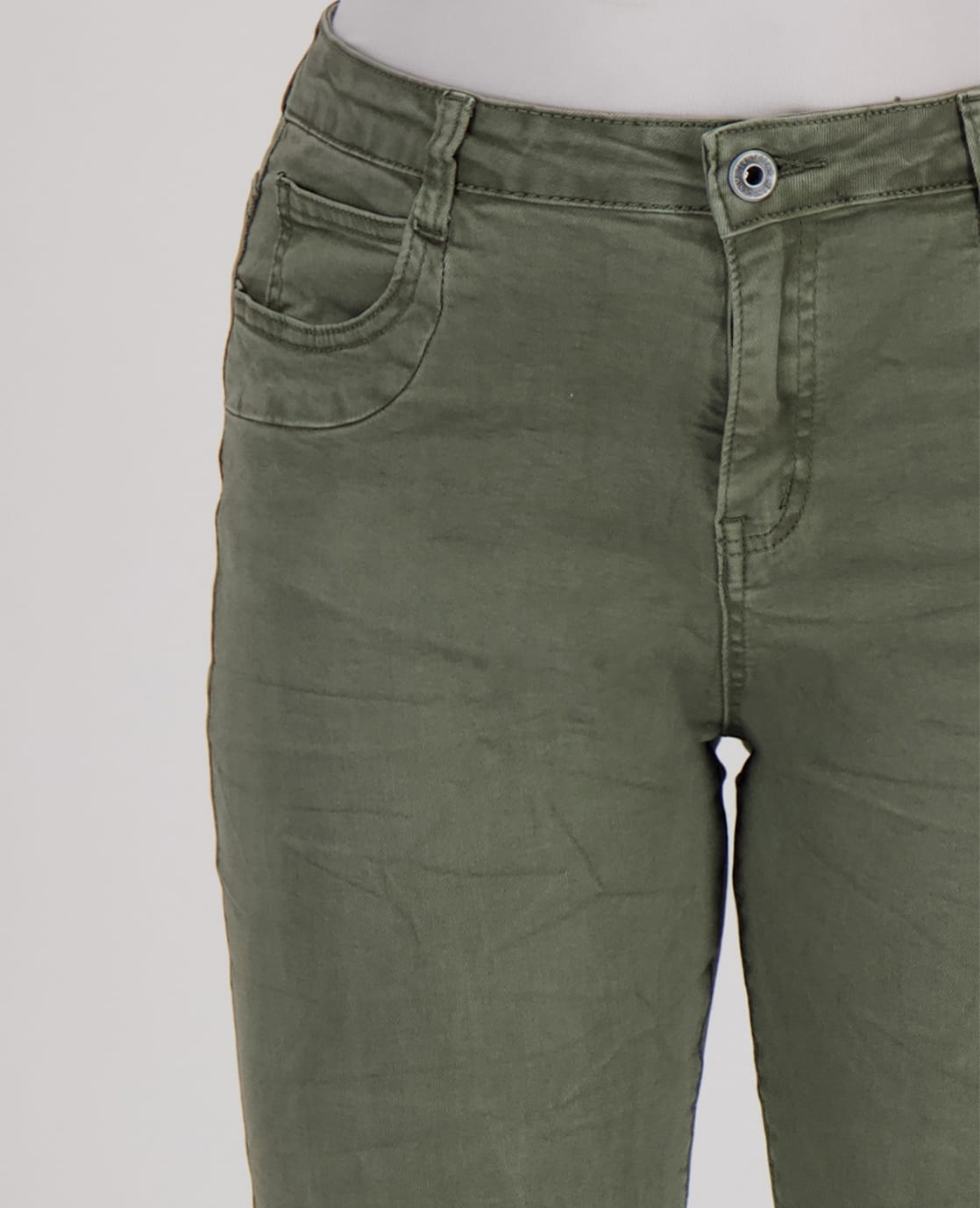 Je m'appelle Broeken Pant Superstretch Crincle Denim | Army Green