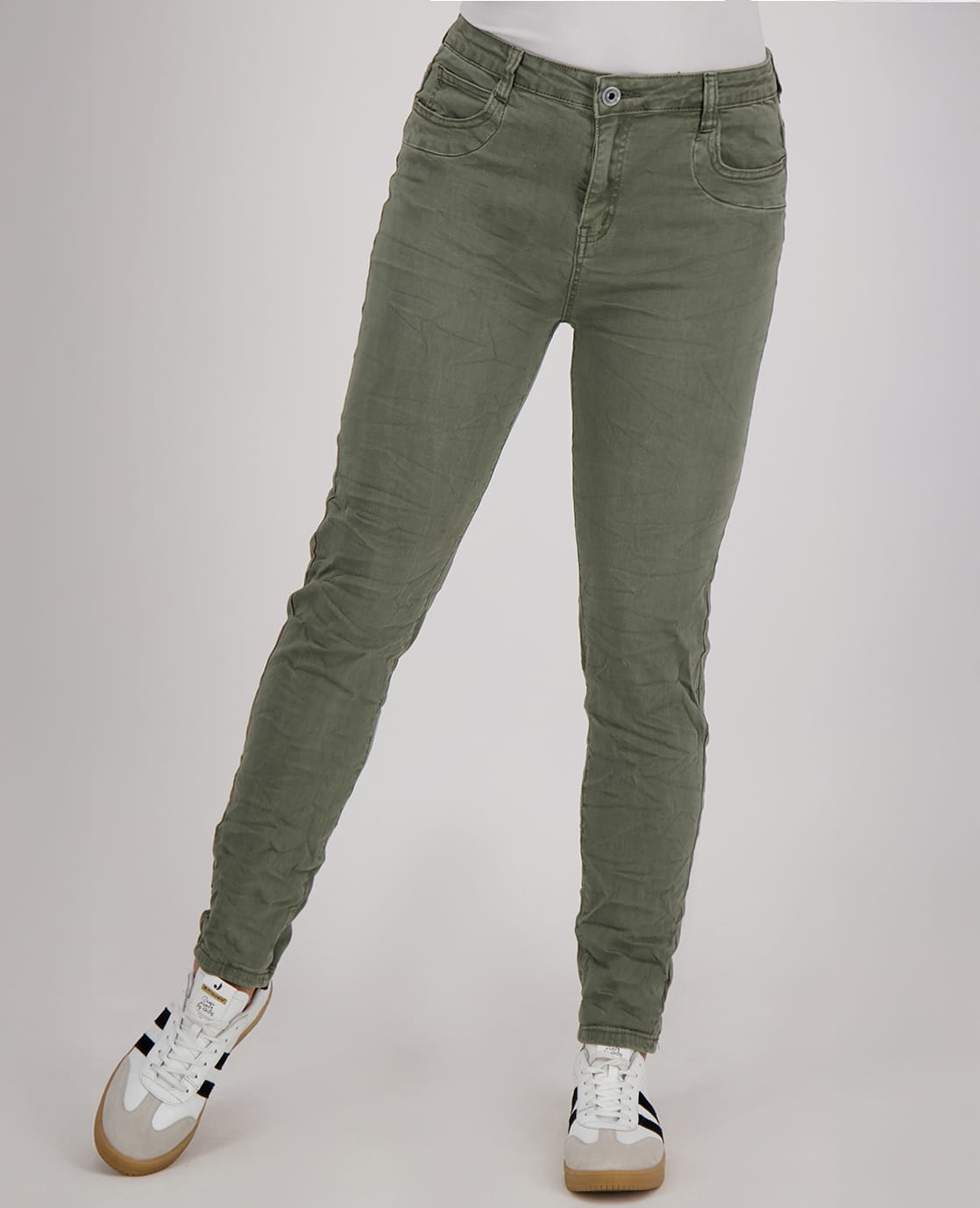 Je m'appelle Broeken Pant Superstretch Crincle Denim | Army Green
