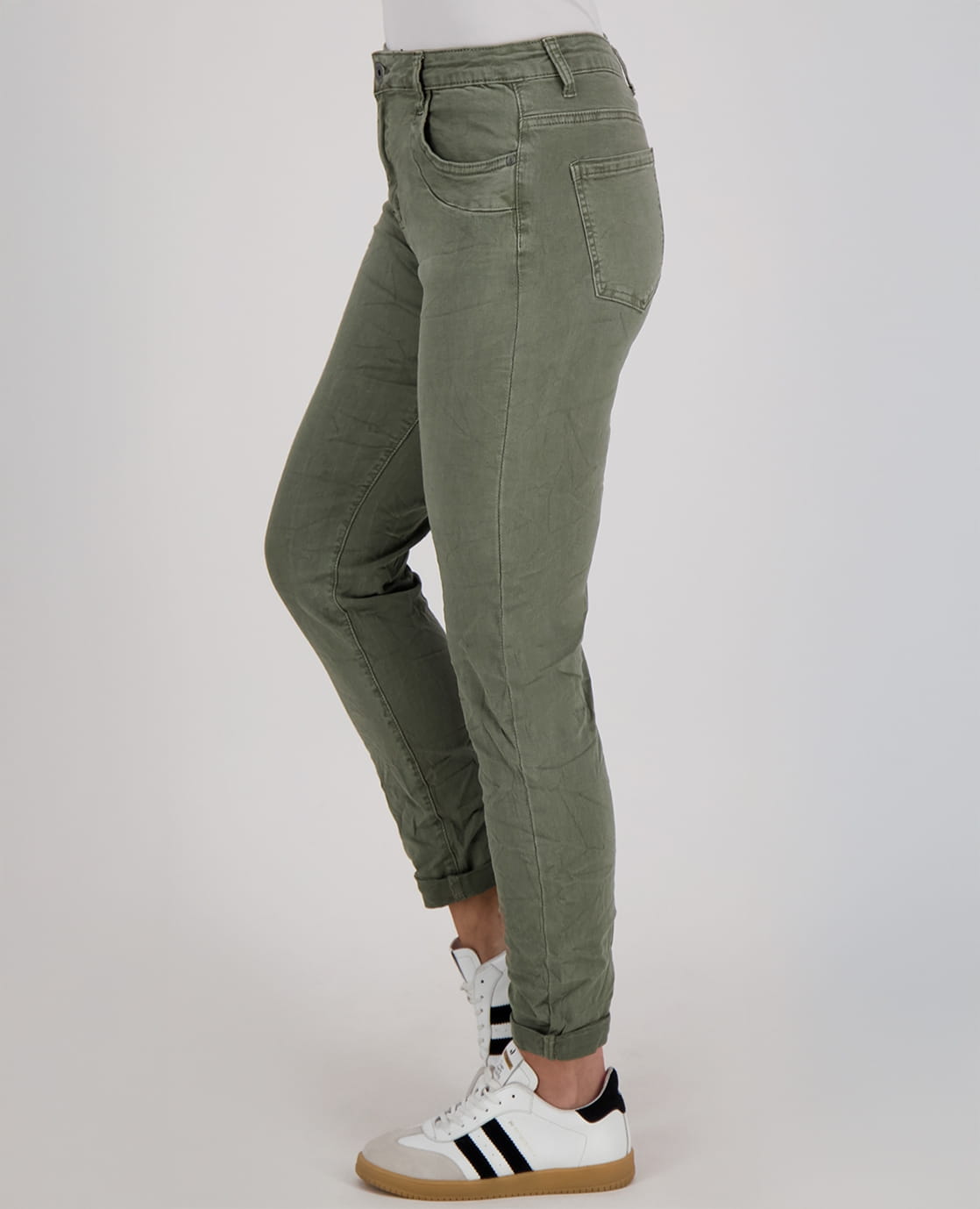 Je m'appelle Broeken Pant Superstretch Crincle Denim | Army Green