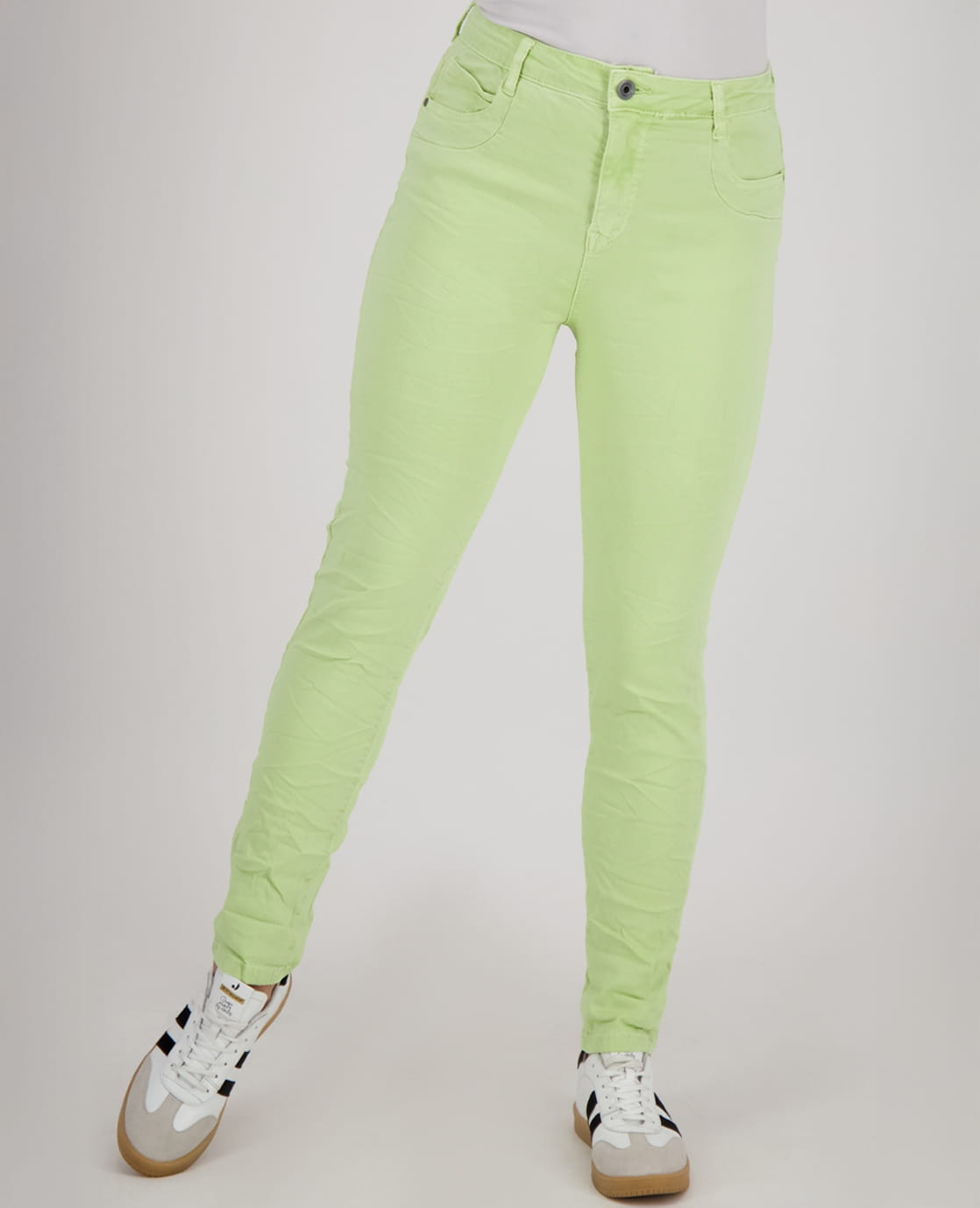 Je m'appelle Broeken Pant Superstretch Crincle Denim | Lime Green