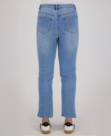 Je m'appelle Broeken Pant Flare 7/8 Stretch Denim | Medium Denim Blue