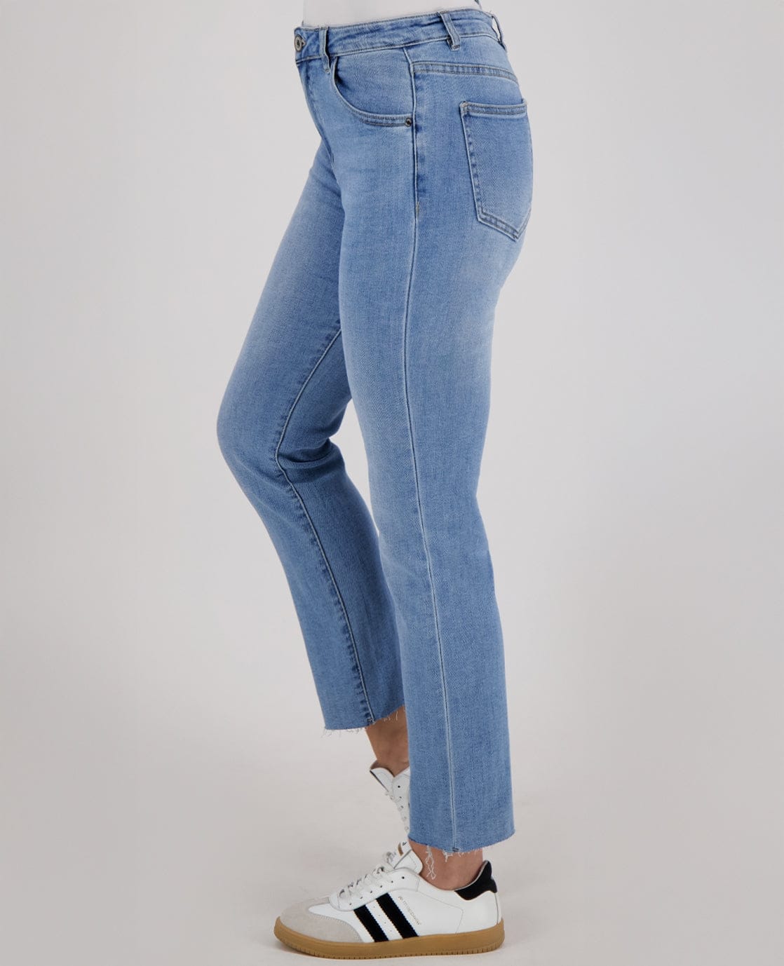 Je m'appelle Broeken Pant Flare 7/8 Stretch Denim | Medium Denim Blue