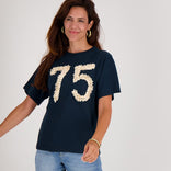 Je m'appelle Tops Donkerblauw / XS Tee Flower | Donkerblauw