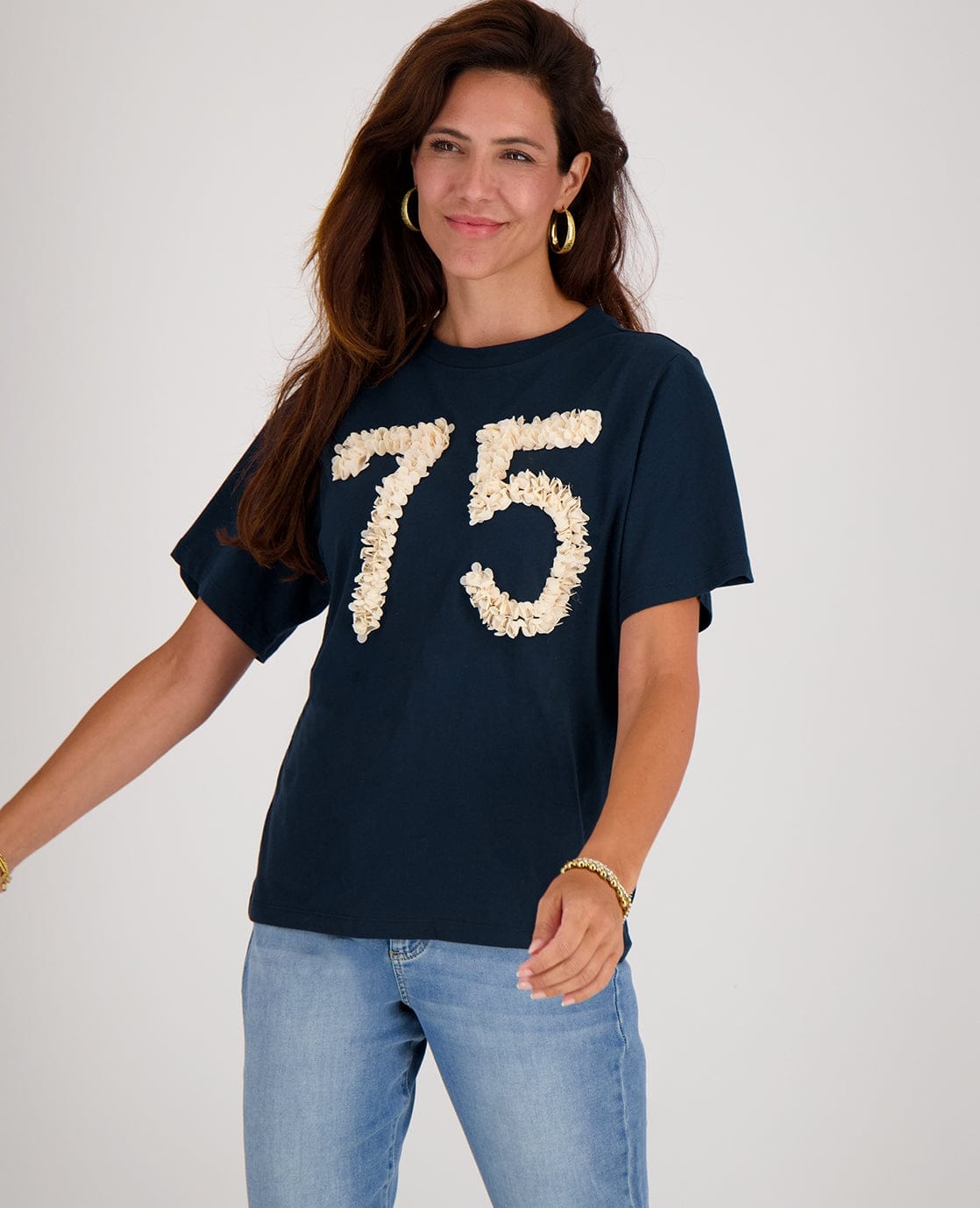 Je m'appelle Tops Tee Flower | Donkerblauw