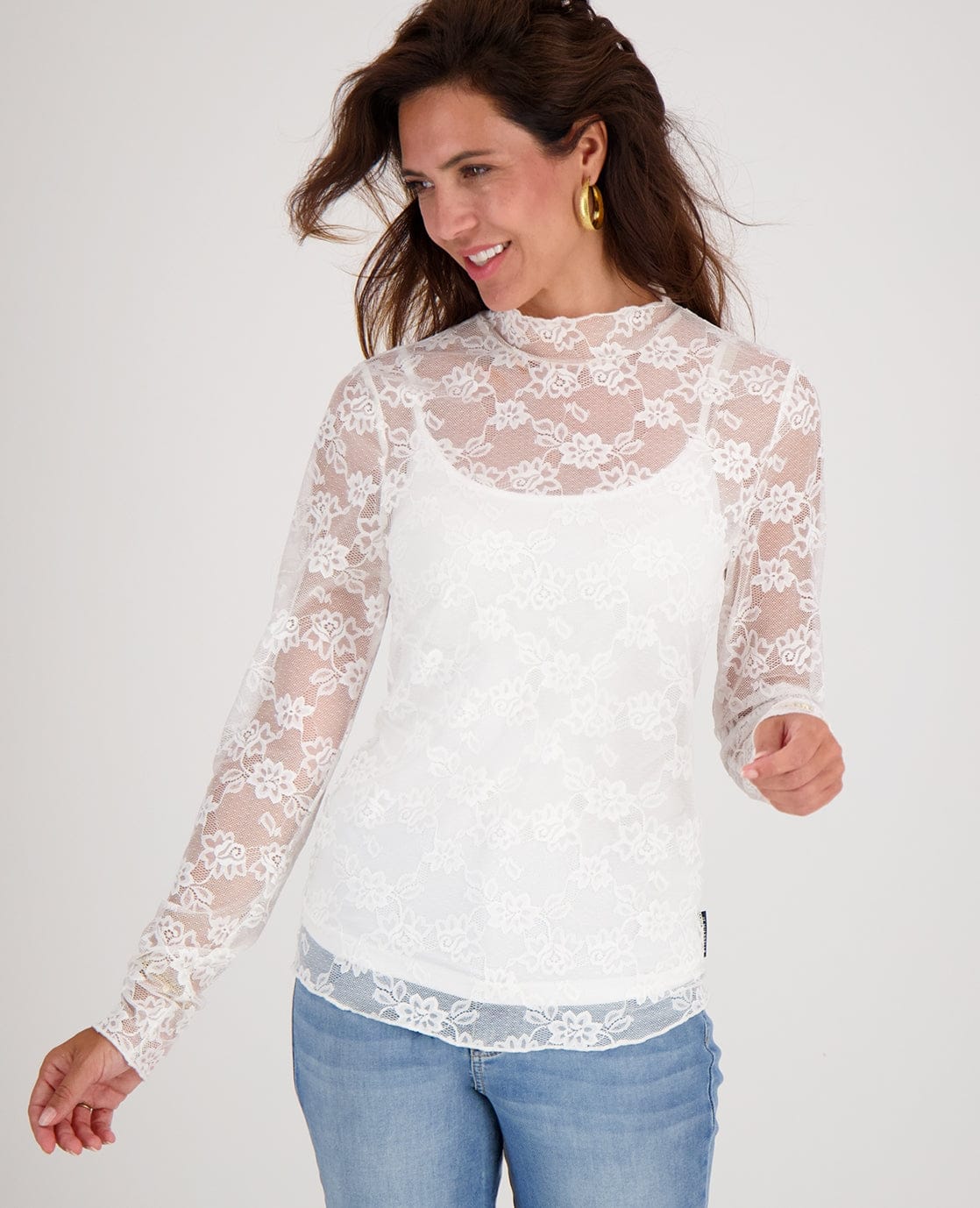 Je m'appelle Tops Top Lace | Porselein wit