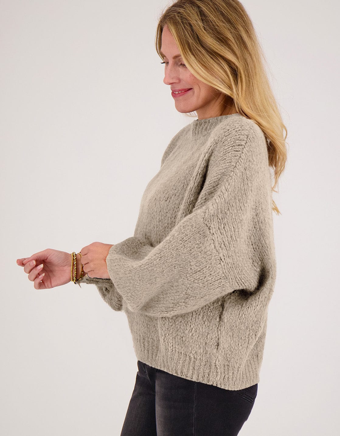 Je m'appelle Tops Pull Chunky | Light Taupe Melange