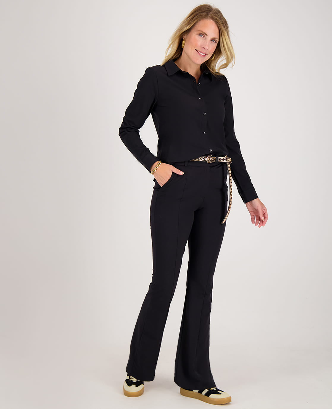 Je m'appelle Broeken Pant Lyon Flare Travel +++ | Zwart