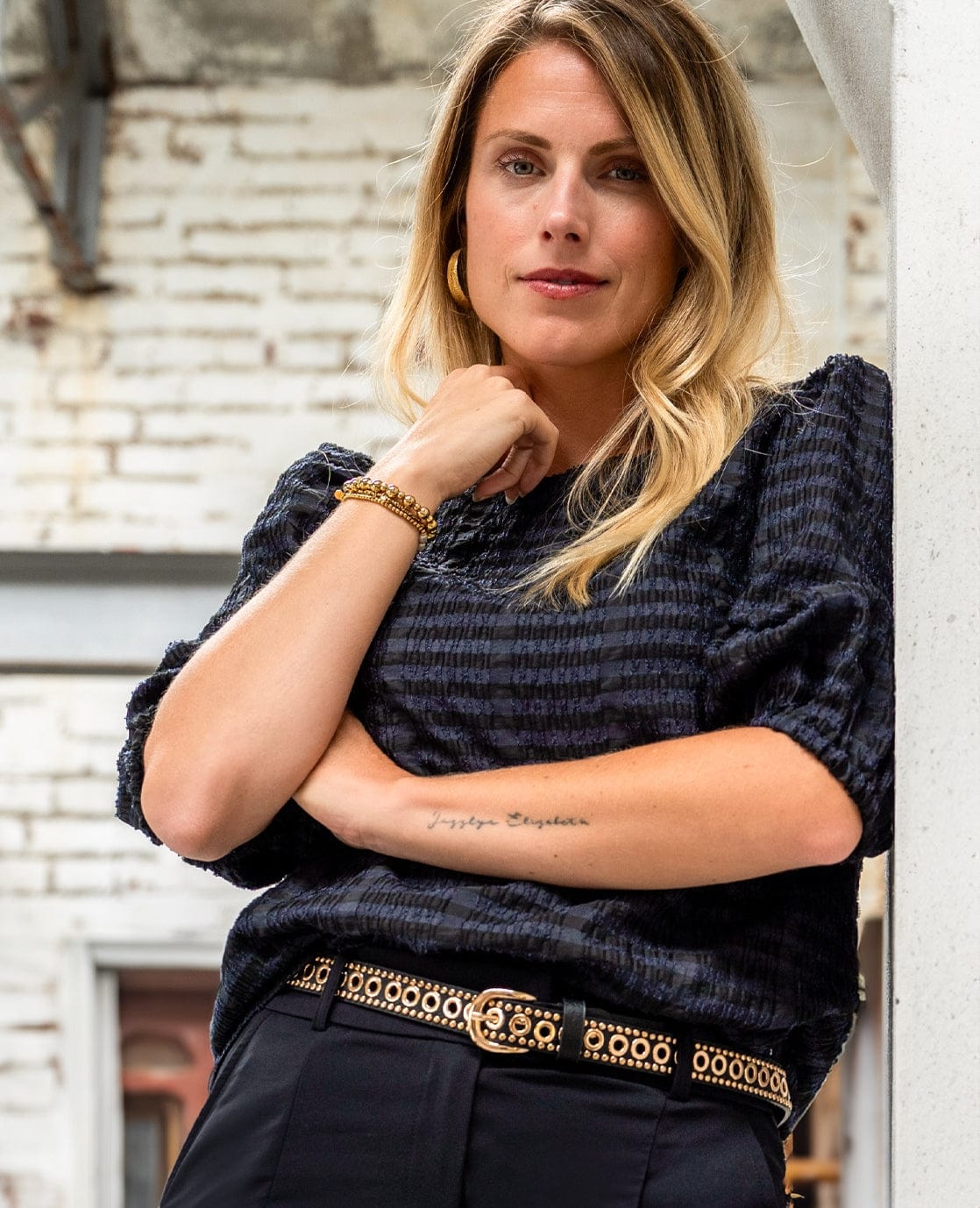 Je m'appelle Tops Zwart/Donkerblauw / XS Top Marlou | Zwart/Donkerblauw