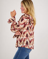 Je m'appelle Tops Top Ruffle | Multicolor Burgundy