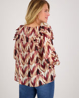 Je m'appelle Tops Top Ruffle | Multicolor Burgundy