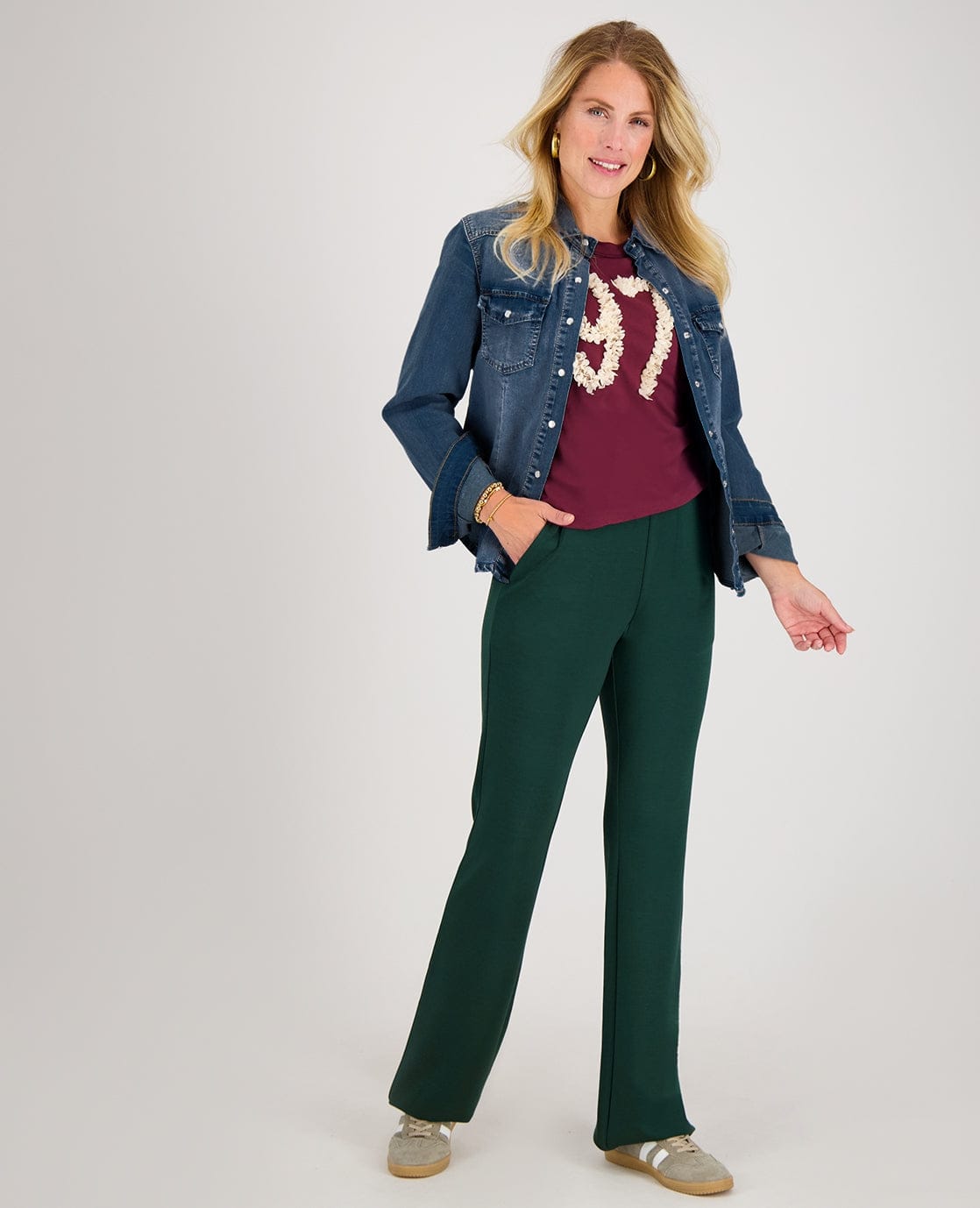 Je m'appelle Broeken Pant Flare | Bottle Green