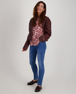 Je m'appelle Tops Blouse Satin | Burgundy / Pink