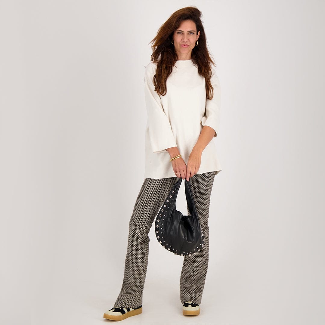 Je m'appelle Broeken Pant Flare Jacky | Dark Greige/Zwart