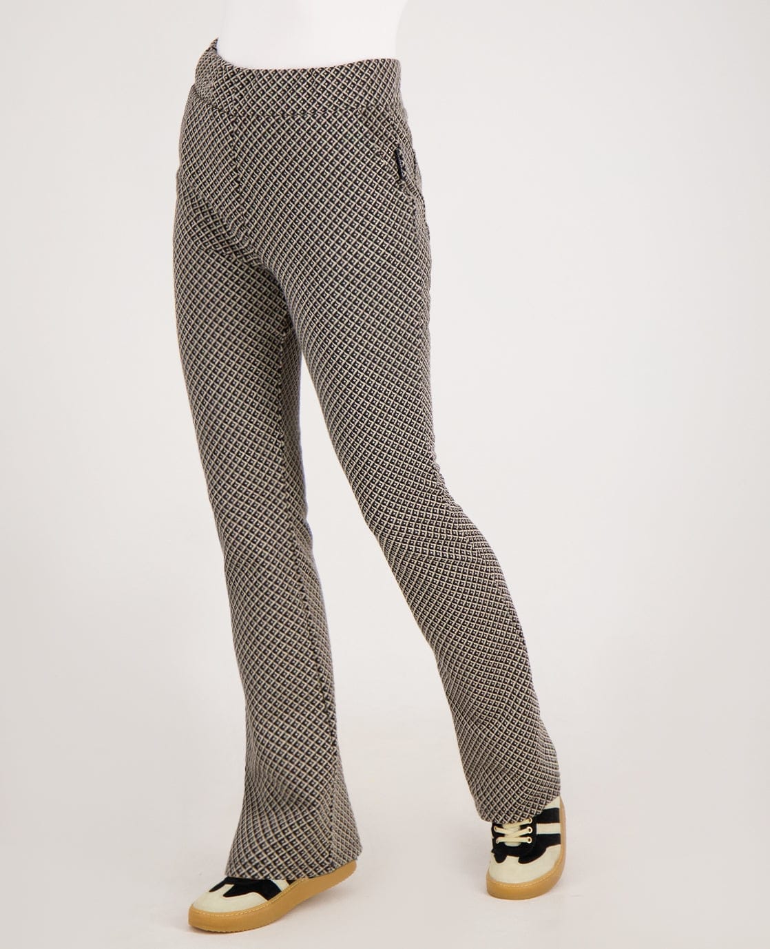 Je m'appelle Broeken Pant Flare Jacky | Dark Greige/Zwart