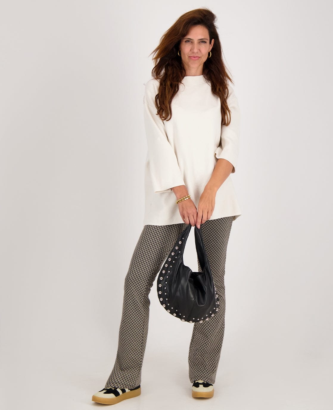 Je m'appelle Broeken Pant Flare Jacky | Dark Greige/Zwart