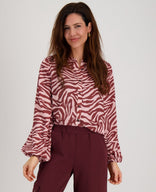 Je m'appelle Tops Burgundy / Pink / XS Blouse Satin | Burgundy / Pink