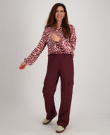 Je m'appelle Tops Blouse Satin | Burgundy / Pink
