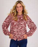 Je m'appelle Tops Blouse Satin | Burgundy / Pink