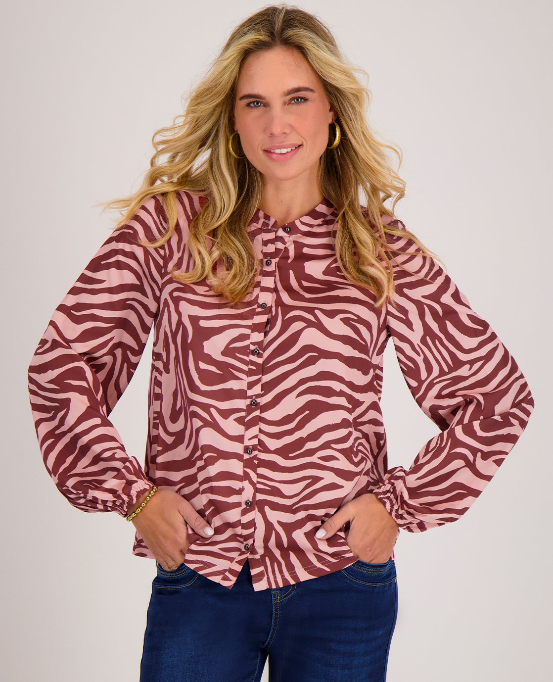 Blouse Satin | Burgundy / Pink