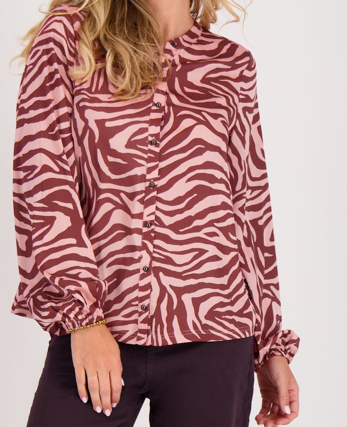 Je m'appelle Tops Blouse Satin | Burgundy / Pink
