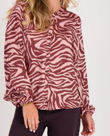 Je m'appelle Tops Blouse Satin | Burgundy / Pink