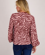 Je m'appelle Tops Blouse Satin | Burgundy / Pink