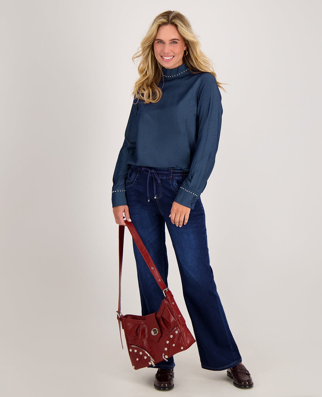 Je m'appelle Tops Top Studs | Medium Denim Blue