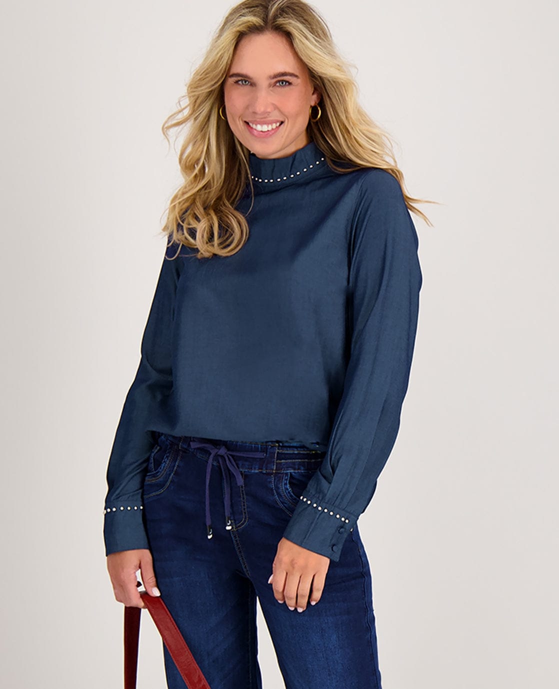 Je m'appelle Tops Top Studs | Medium Denim Blue