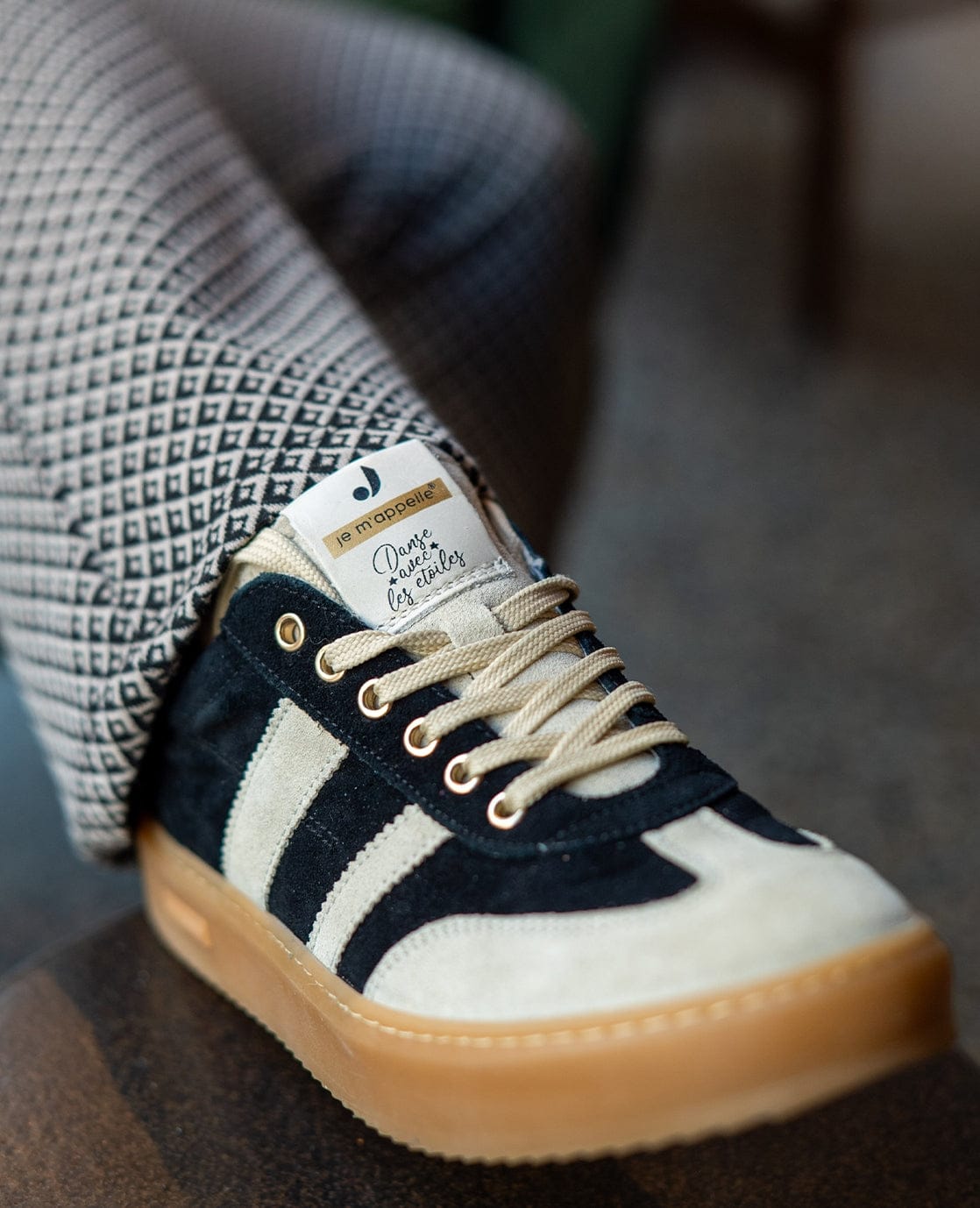 Je m'appelle Schoenen Sneakers Stripes | Zwart/Greige
