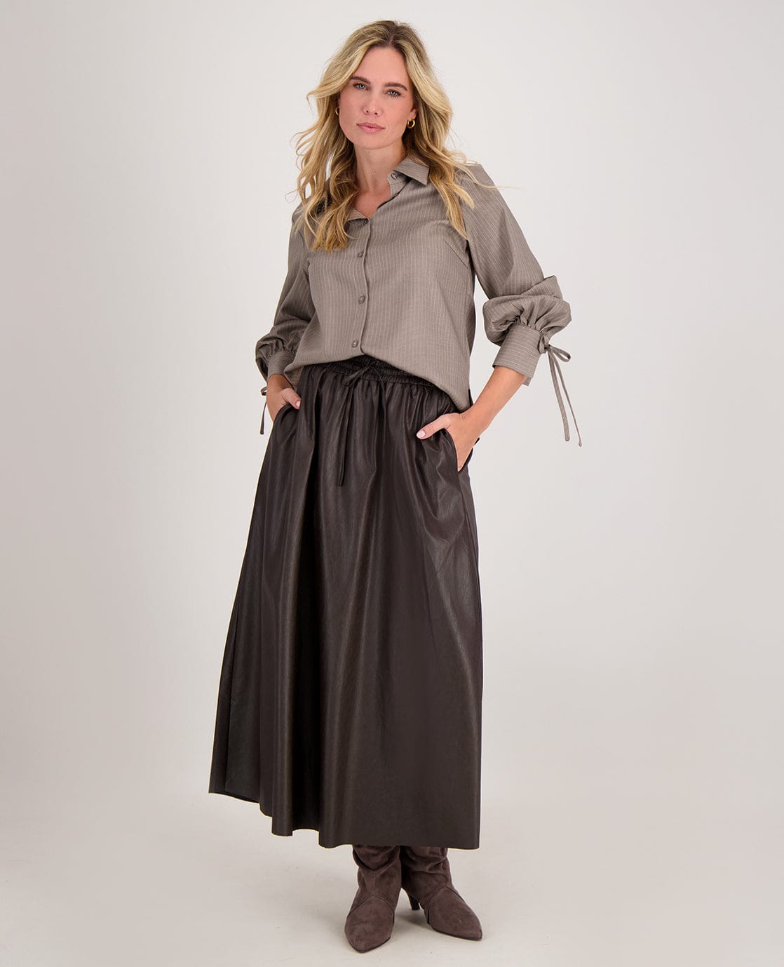 Je m'appelle Tops Blouse Pinstripe | Taupe/Wit