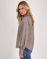 Je m'appelle Tops Blouse Pinstripe | Taupe/Wit
