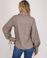 Je m'appelle Tops Blouse Pinstripe | Taupe/Wit