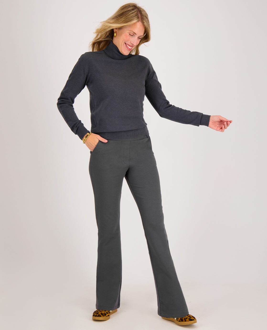 Je m'appelle Broeken Pant Flare Easy | Antracite Grey