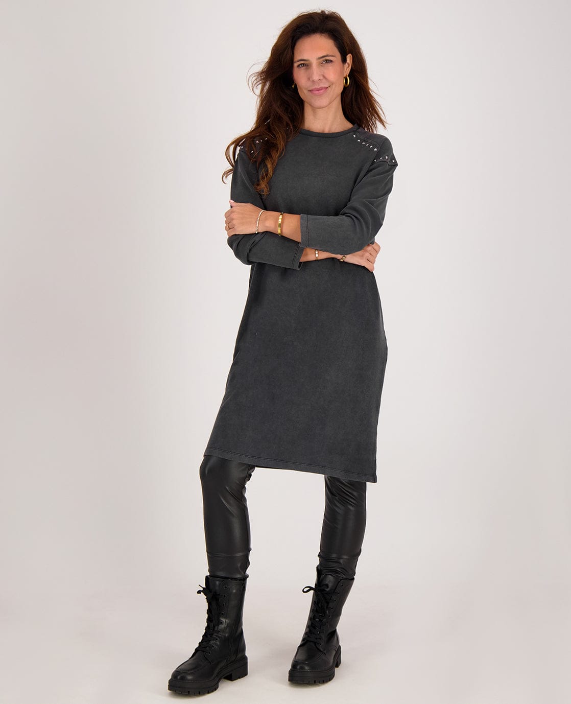 Je m'appelle Jurken Sweatdress Pinn | Charcoal Black