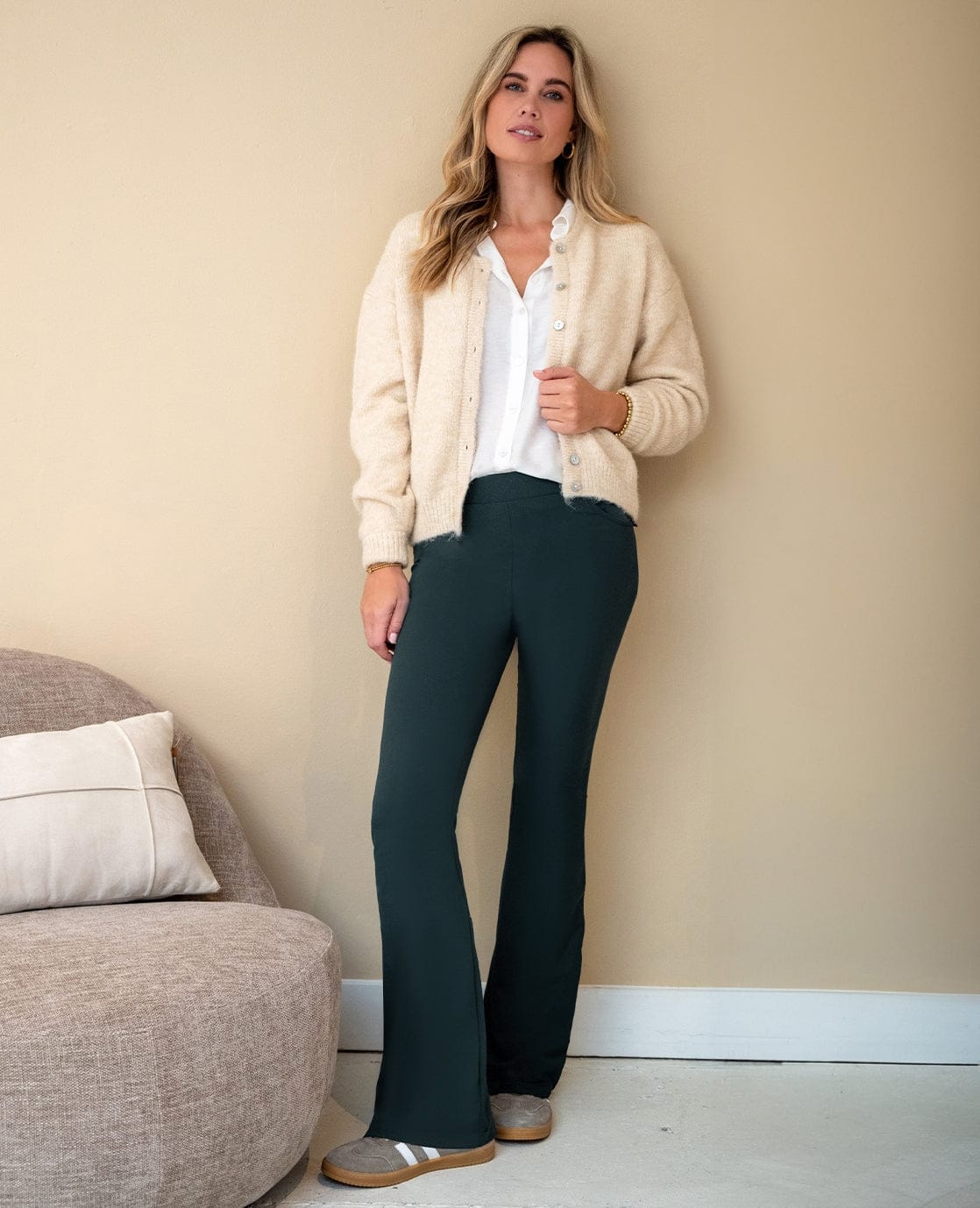 Je m'appelle Broeken Peacock Green / XS / Regular Pant Flare Amber | Peacock Green