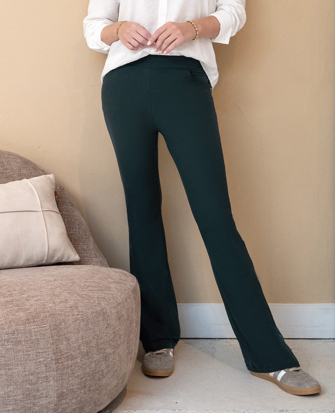Je m'appelle Broeken Pant Flare Amber | Peacock Green