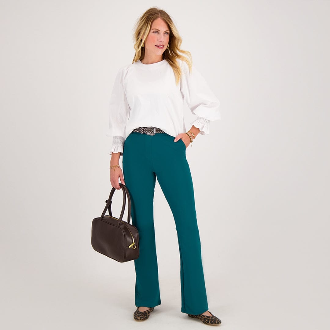 Je m'appelle Broeken Pant Flare Travel | Teal Blue