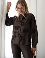 Je m'appelle Tops Blouse Ruche | Chocolate Brown / Black