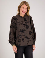 Je m'appelle Tops Blouse Ruche | Chocolate Brown / Black