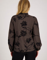 Je m'appelle Tops Blouse Ruche | Chocolate Brown / Black