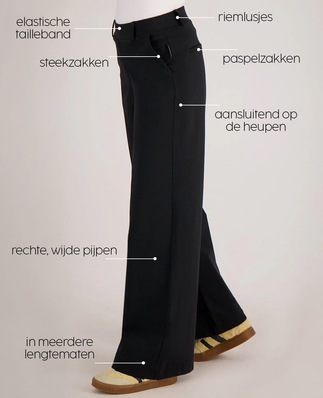 Je m'appelle Broeken Pant Lizzy Travel Brushed | Zwart