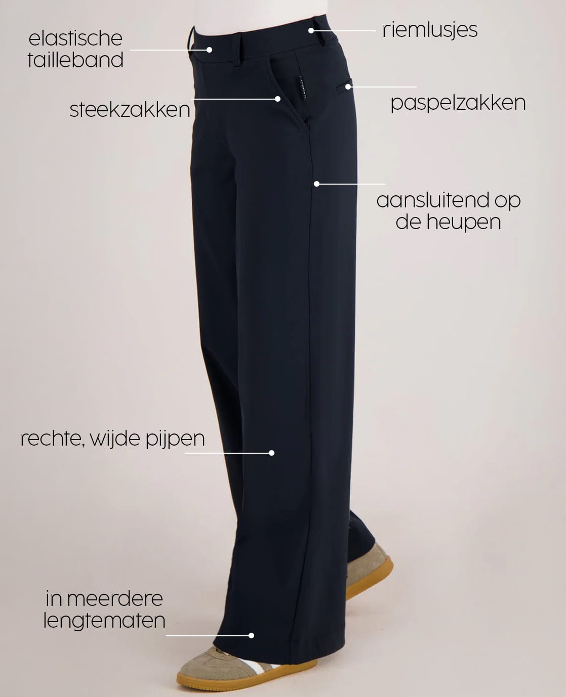 Je m'appelle Broeken Pant Lizzy Travel Brushed | Donkerblauw