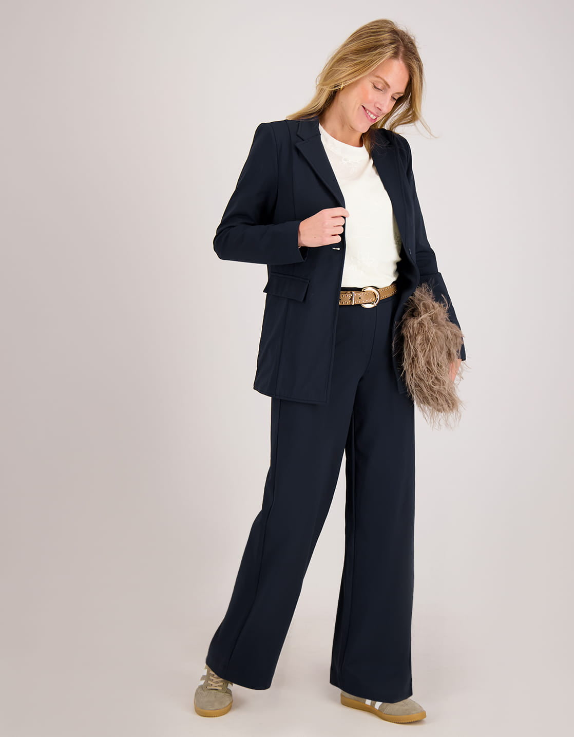 Je m'appelle Broeken Pant Lizzy Travel Brushed | Donkerblauw