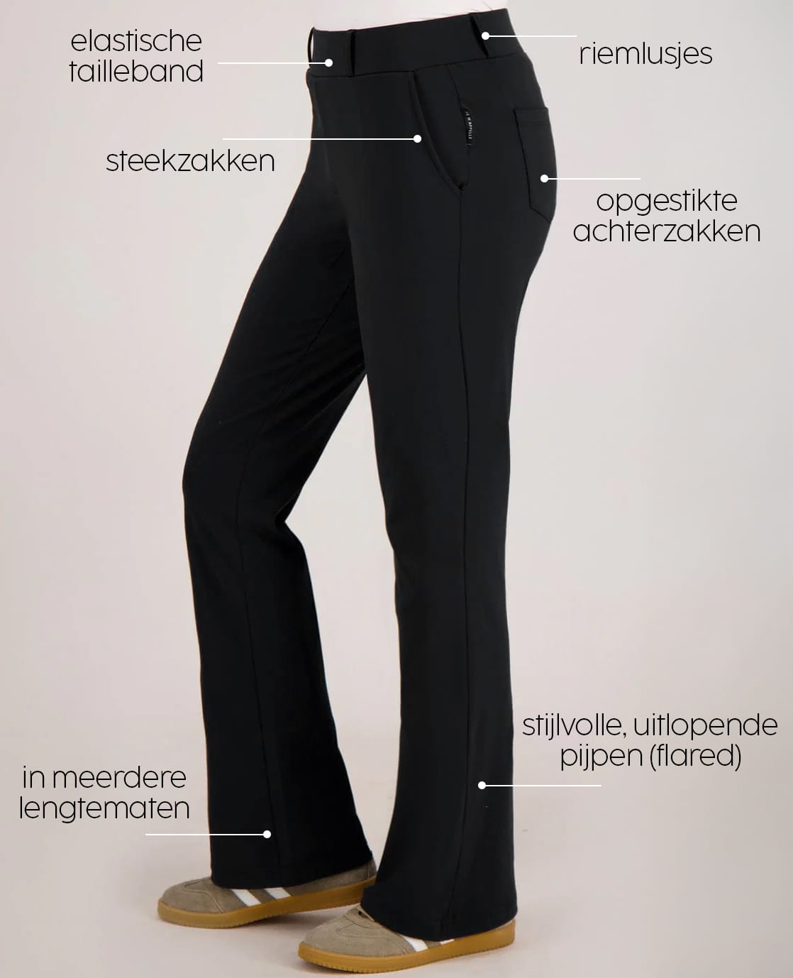 Je m'appelle Broeken Pant Isa Travel Brushed | Zwart