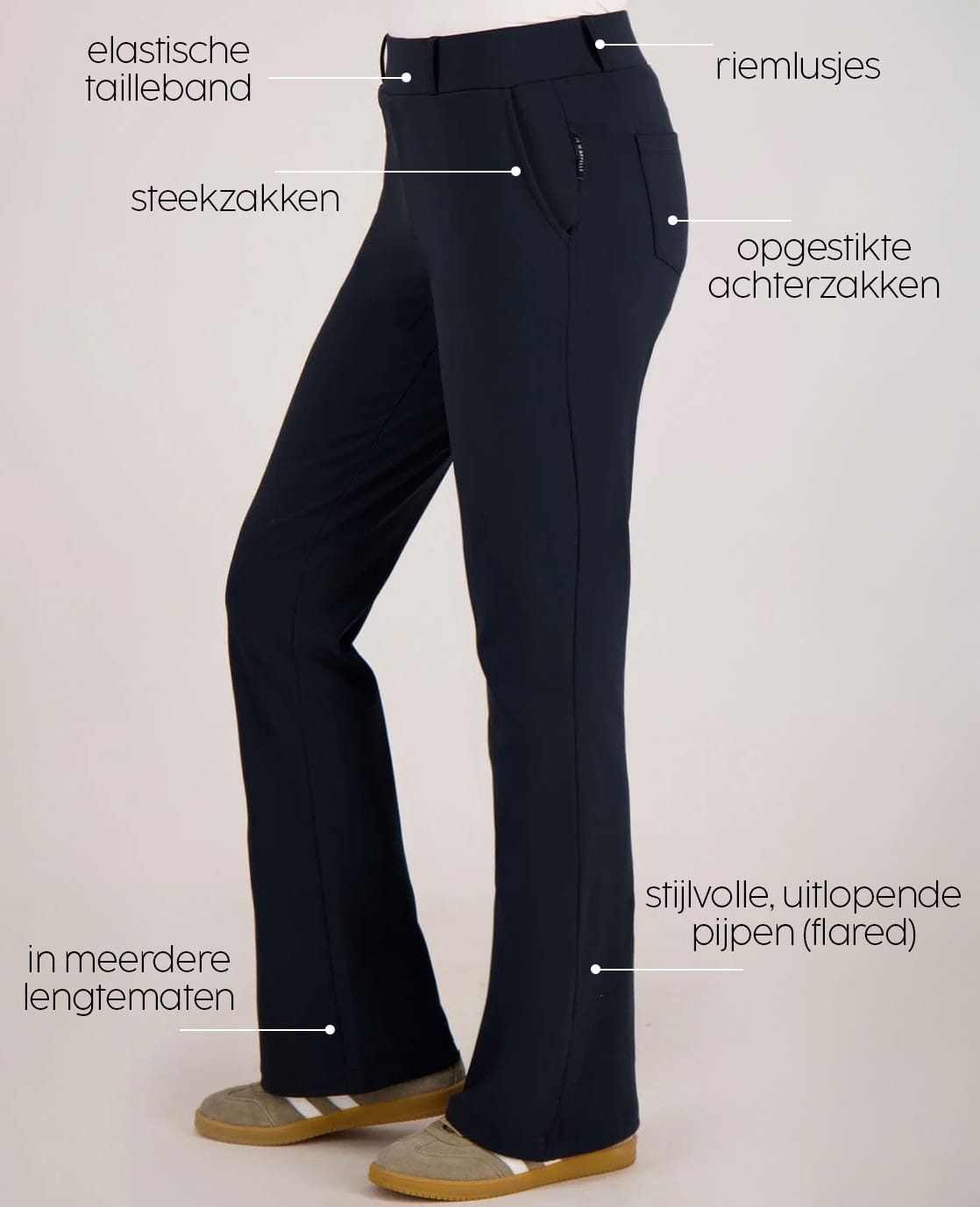 Je m'appelle Broeken Pant Isa Travel Brushed | Donkerblauw
