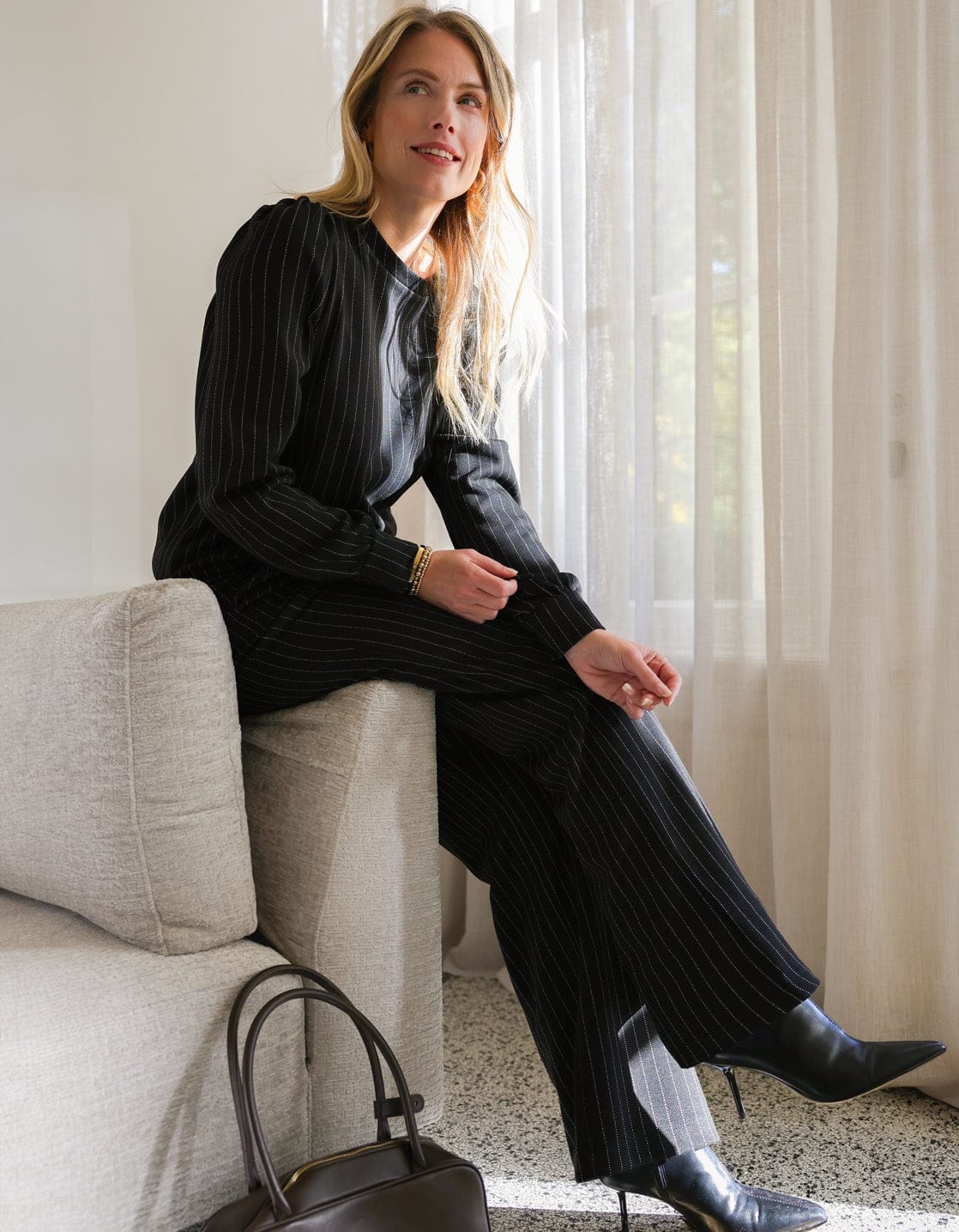 Je m'appelle Broeken Pant Manhattan | Zwart / Ecru