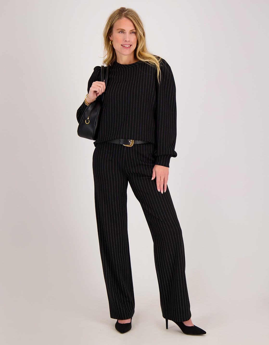 Je m'appelle Broeken Pant Manhattan | Zwart / Ecru