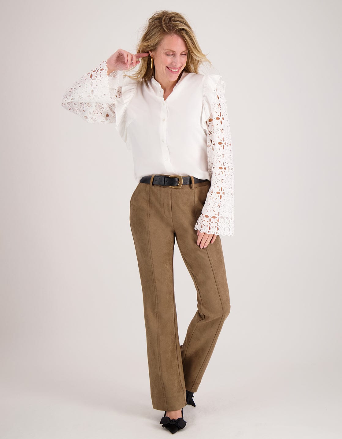 Je m'appelle Broeken Pant Flare Suedine | Caramel